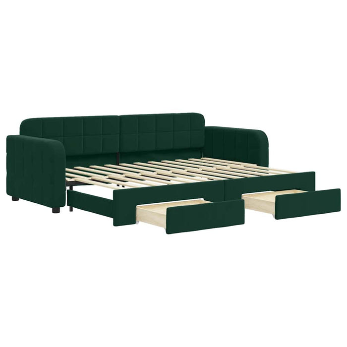 Pat de zi cu extensie și sertare verde închis 80x200 cm catifea WALTI