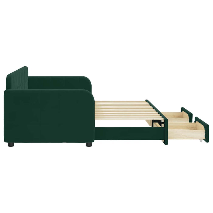 Pat de zi cu extensie și sertare verde închis 80x200 cm catifea WALTI