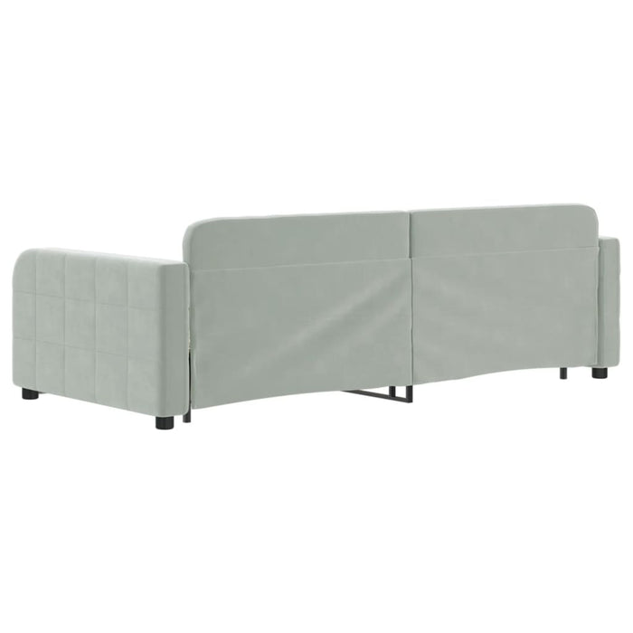 Pat de zi cu extensie și sertare, gri deschis 90x200 cm catifea WALTI