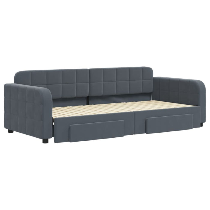 Pat de zi cu extensie și sertare gri închis 90x200 cm catifea - WALTI WALTI