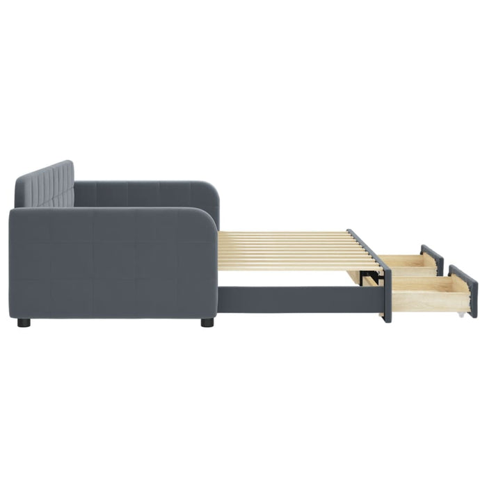 Pat de zi cu extensie și sertare gri închis 90x200 cm catifea - WALTI WALTI