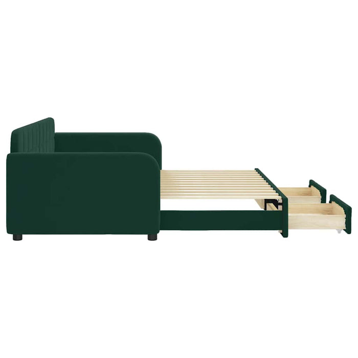 Pat de zi cu extensie și sertare verde închis 90x200 cm catifea - WALTI WALTI