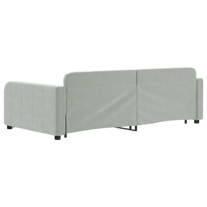 Pat de zi cu extensie și sertare gri deschis 100x200 cm catifea - WALTI WALTI