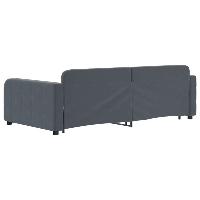 Pat de zi cu extensie și sertare gri închis 100x200cm catifea - WALTI WALTI