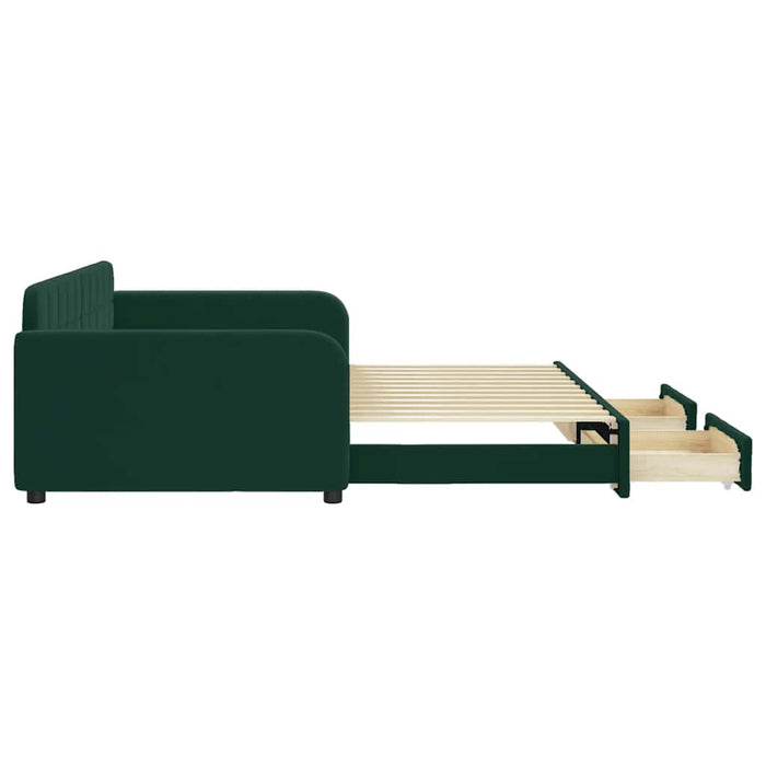 Pat de zi cu extensie și sertare verde închis 100x200cm catifea - WALTI WALTI