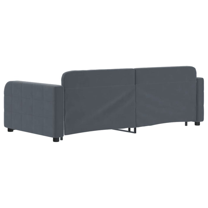 Pat de zi cu extensie și sertare, gri închis, 90x190cm catifea - WALTI WALTI