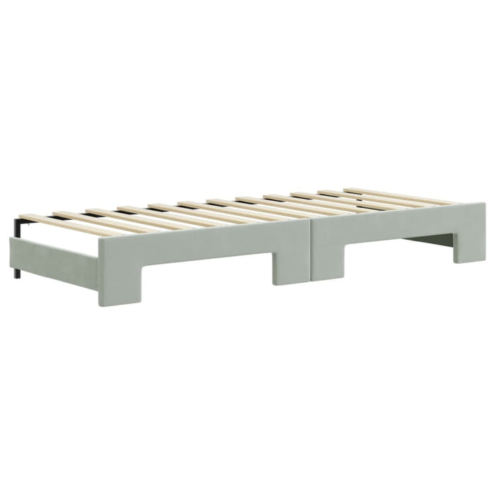 Pat de zi cu extensie și sertare, gri deschis 80x200 cm catifea - WALTI WALTI