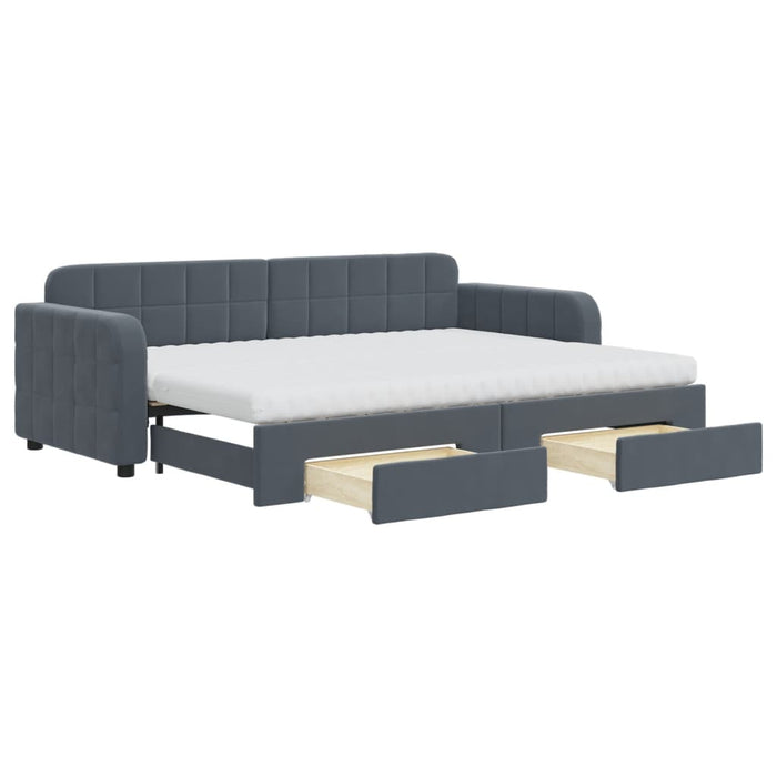 Pat de zi cu extensie și sertare gri închis 80x200 cm catifea - WALTI WALTI