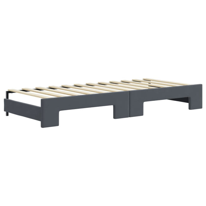 Pat de zi cu extensie și sertare gri închis 80x200 cm catifea - WALTI WALTI