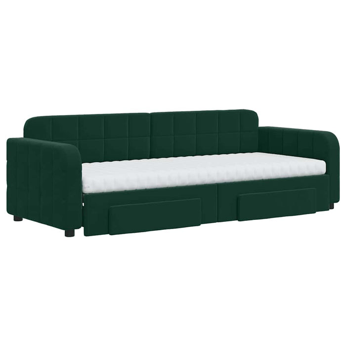 Pat de zi cu extensie și sertare verde închis 80x200 cm catifea WALTI