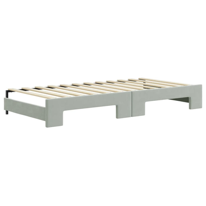 Pat de zi cu extensie și sertare, gri deschis 90x200 cm catifea WALTI