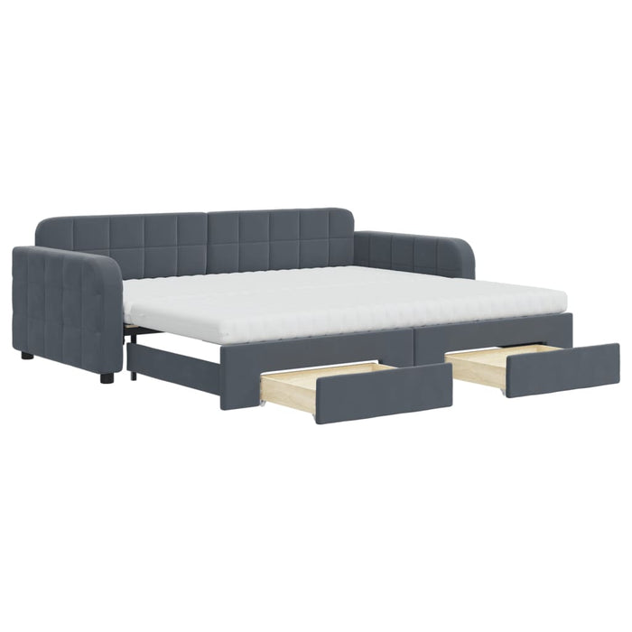 Pat de zi cu extensie și sertare gri închis 90x200 cm catifea - WALTI WALTI