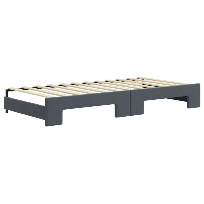 Pat de zi cu extensie și sertare gri închis 90x200 cm catifea - WALTI WALTI