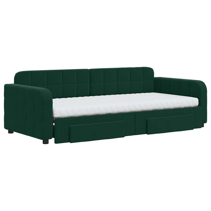 Pat de zi cu extensie și sertare verde închis 90x200 cm catifea - WALTI WALTI