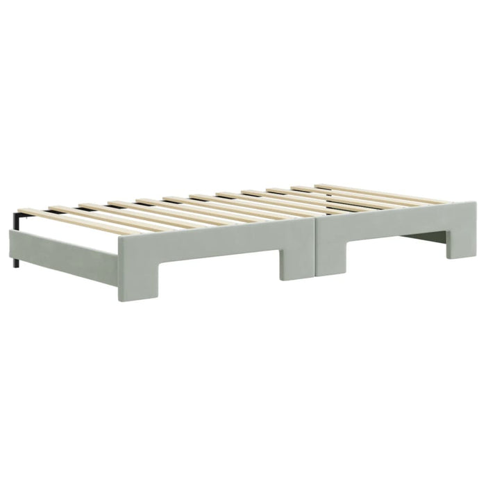 Pat de zi cu extensie și sertare gri deschis 100x200 cm catifea - WALTI WALTI