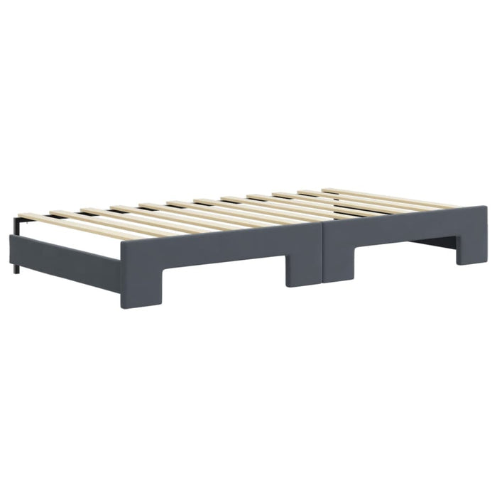Pat de zi cu extensie și sertare gri închis 100x200cm catifea - WALTI WALTI