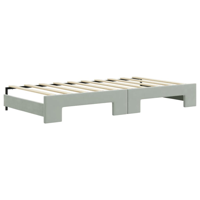 Pat de zi cu extensie și sertare, gri deschis 90x190 cm catifea - WALTI WALTI