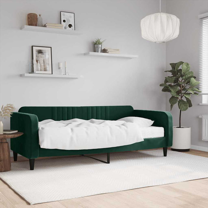 Pat de zi cu saltea, verde închis, 90x200 cm, catifea - WALTI WALTI