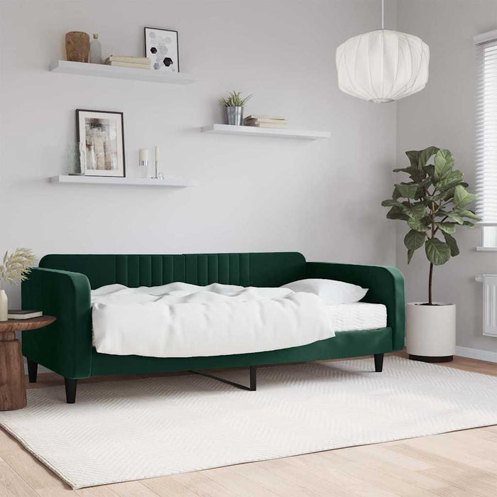 Pat de zi cu saltea, verde închis, 100x200 cm, catifea - WALTI WALTI
