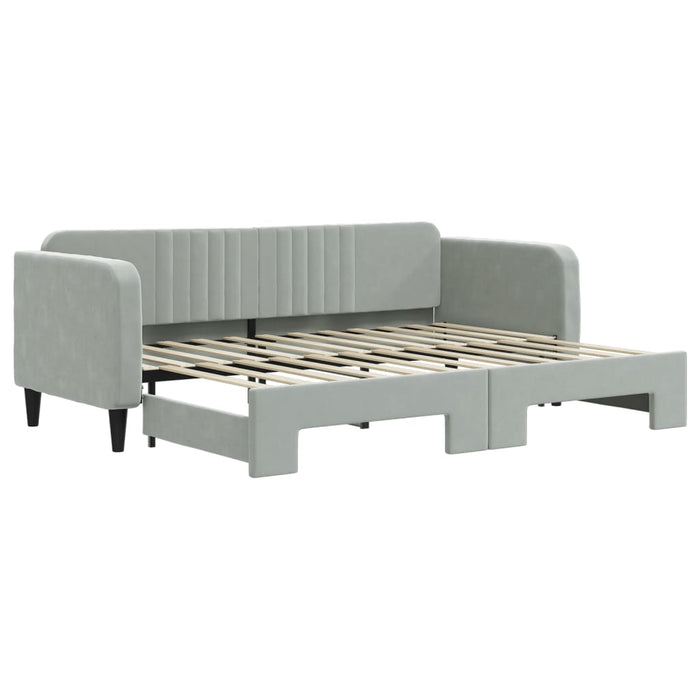 Pat de zi cu extensie, gri deschis, 80x200 cm, catifea WALTI