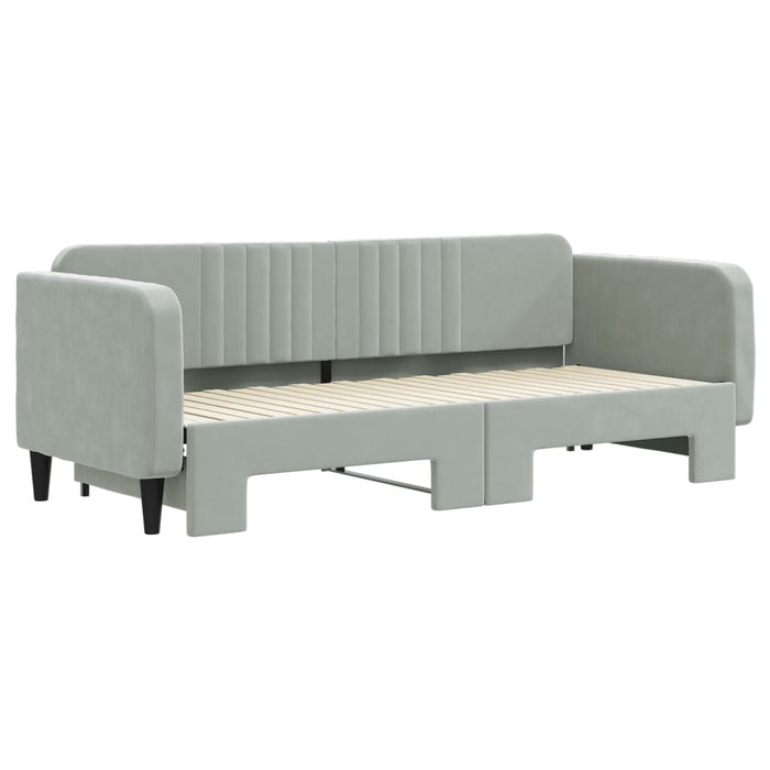 Pat de zi cu extensie, gri deschis, 80x200 cm, catifea WALTI
