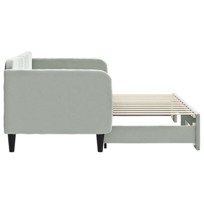 Pat de zi cu extensie, gri deschis, 80x200 cm, catifea WALTI