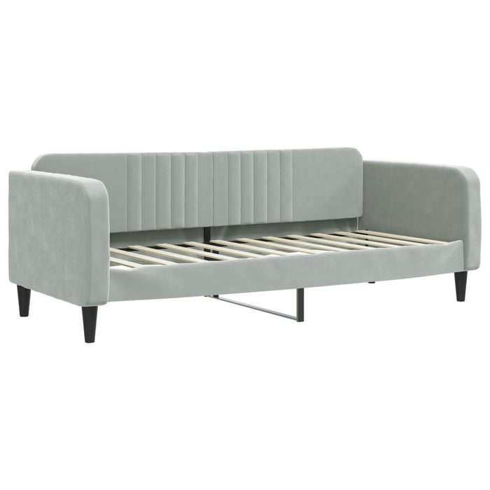 Pat de zi cu extensie, gri deschis, 80x200 cm, catifea WALTI