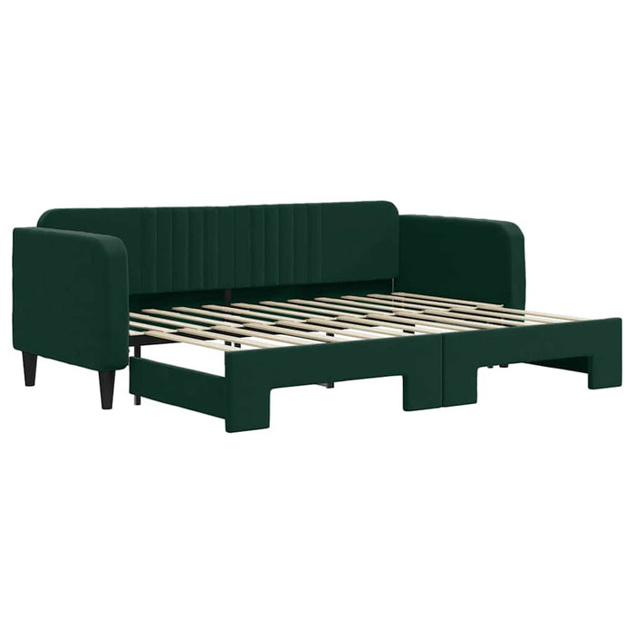 Pat de zi cu extensie, verde închis, 80x200 cm, catifea WALTI