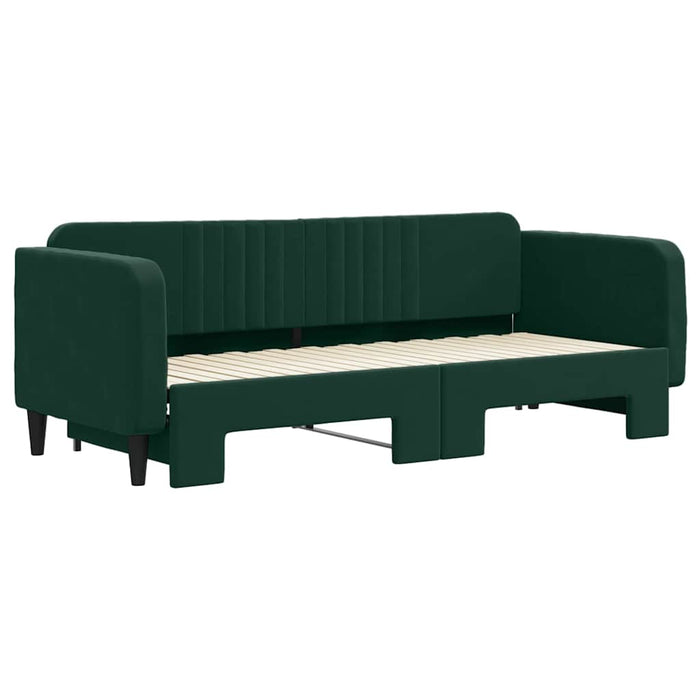 Pat de zi cu extensie, verde închis, 80x200 cm, catifea WALTI