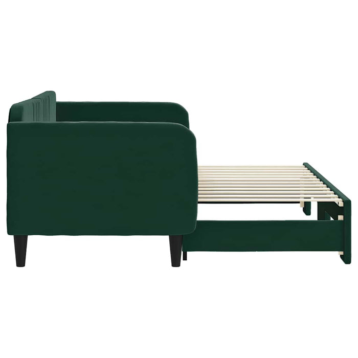 Pat de zi cu extensie, verde închis, 80x200 cm, catifea WALTI
