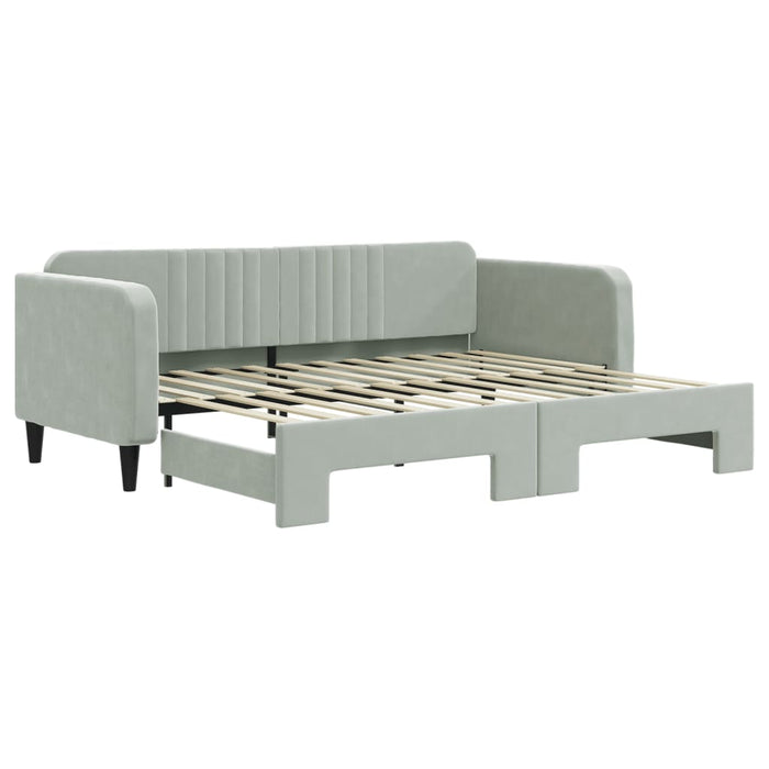 Pat de zi cu extensie, gri deschis, 90x200 cm, catifea WALTI