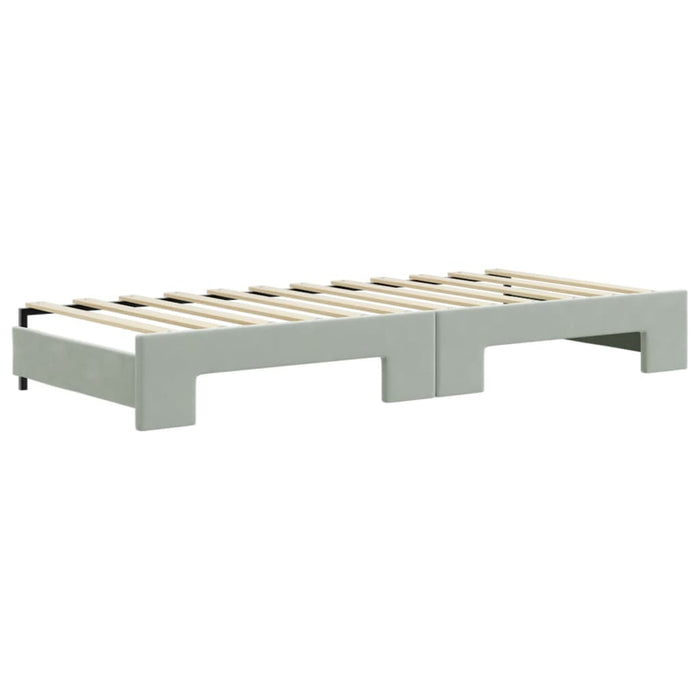 Pat de zi cu extensie și saltele, gri deschis 80x200 cm catifea - WALTI WALTI
