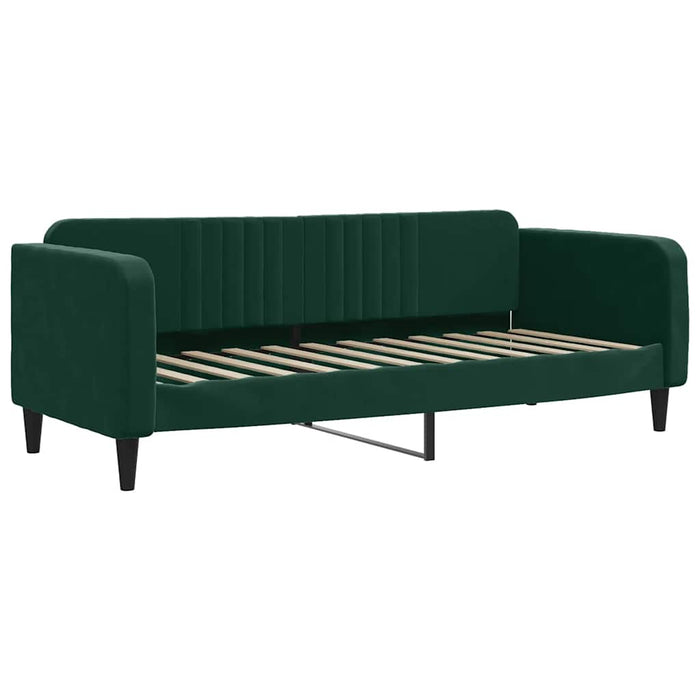 Pat de zi cu extensie și saltele verde închis 80x200 cm catifea WALTI