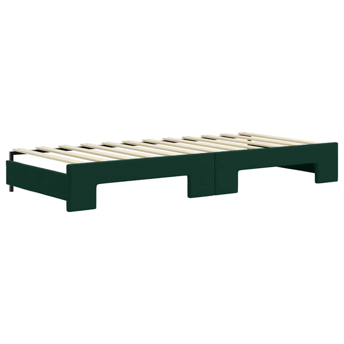 Pat de zi cu extensie și saltele verde închis 80x200 cm catifea WALTI