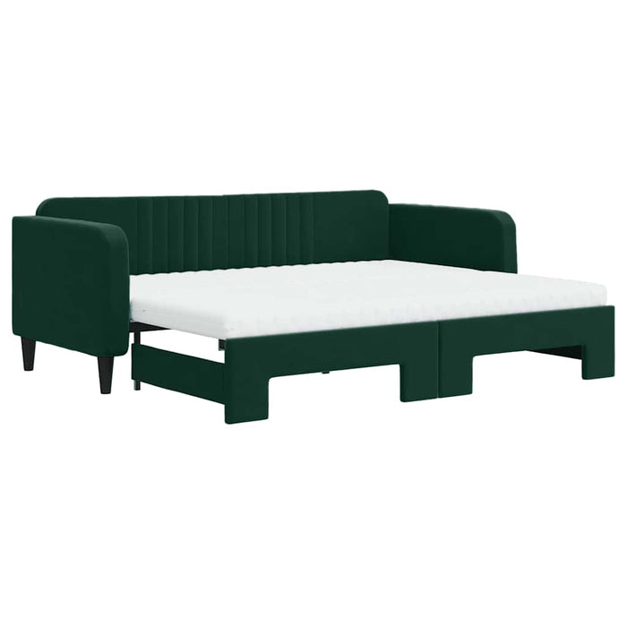 Pat de zi cu extensie și saltele verde închis 90x200 cm catifea - WALTI WALTI