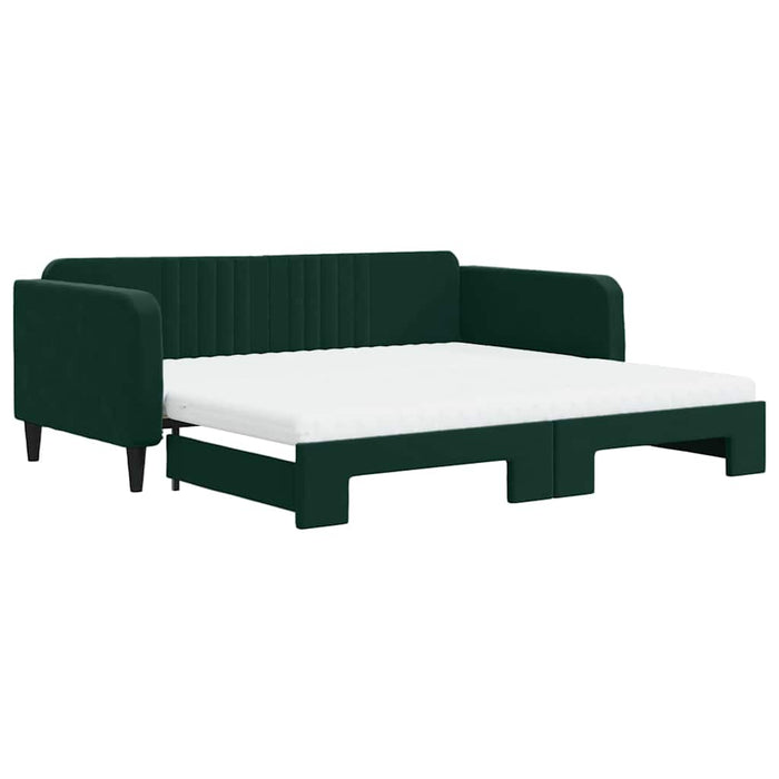 Pat de zi cu extensie și saltele verde închis 100x200cm catifea - WALTI WALTI