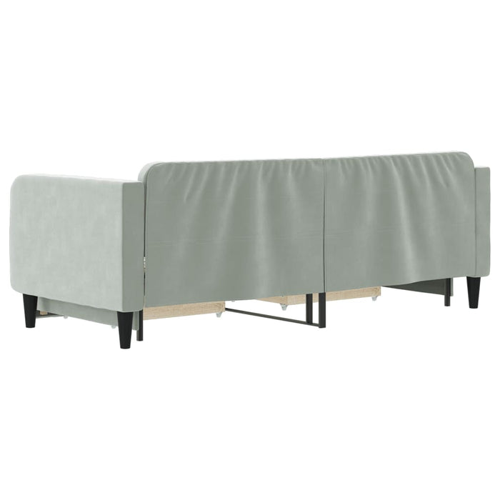 Pat de zi cu extensie și sertare, gri deschis 80x200 cm catifea - WALTI WALTI