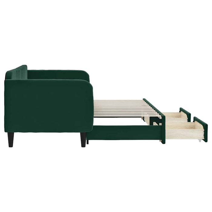 Pat de zi cu extensie și sertare verde închis 80x200 cm catifea WALTI
