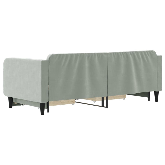 Pat de zi cu extensie și sertare, gri deschis 90x200 cm catifea - WALTI WALTI