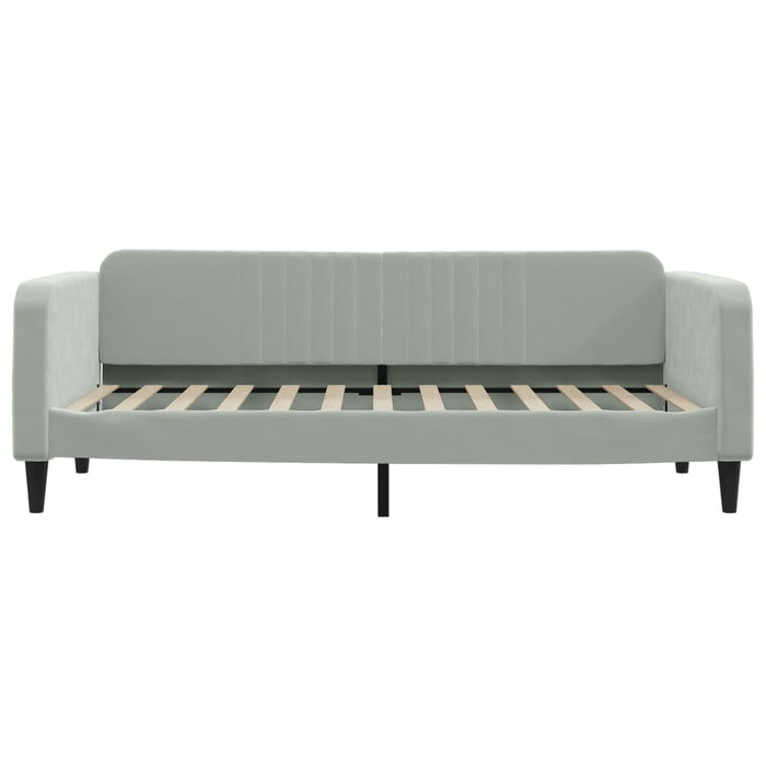 Pat de zi cu extensie și sertare, gri deschis 90x200 cm catifea - WALTI WALTI