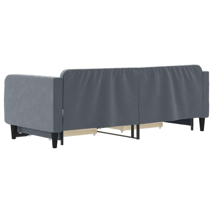 Pat de zi cu extensie și sertare gri închis 90x200 cm catifea - WALTI WALTI