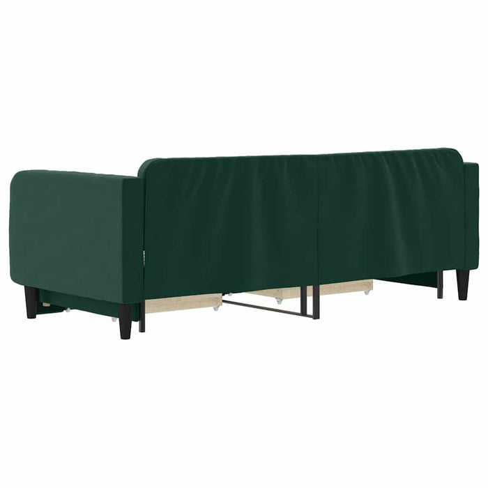 Pat de zi cu extensie și sertare verde închis 90x200 cm catifea WALTI