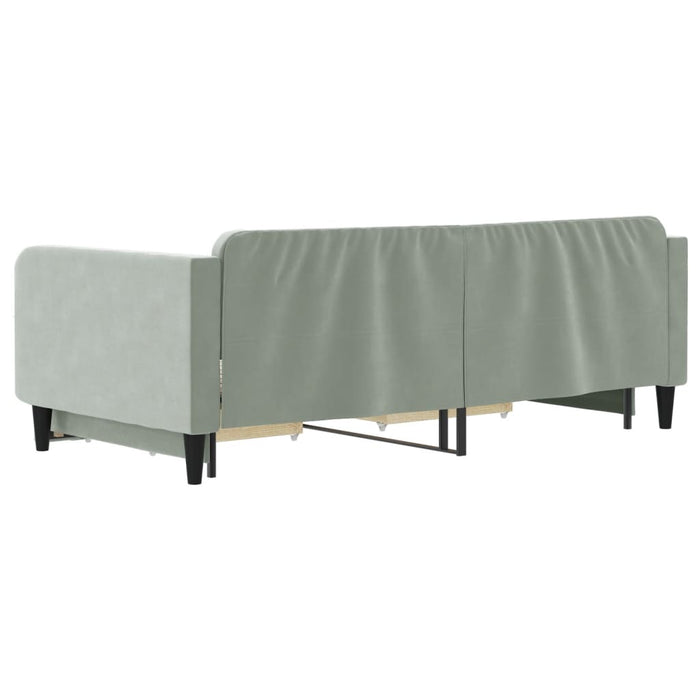 Pat de zi cu extensie și sertare gri deschis 100x200 cm catifea - WALTI WALTI