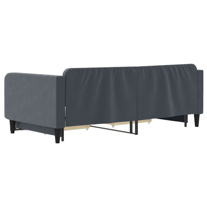 Pat de zi cu extensie și sertare gri închis 100x200cm catifea - WALTI WALTI