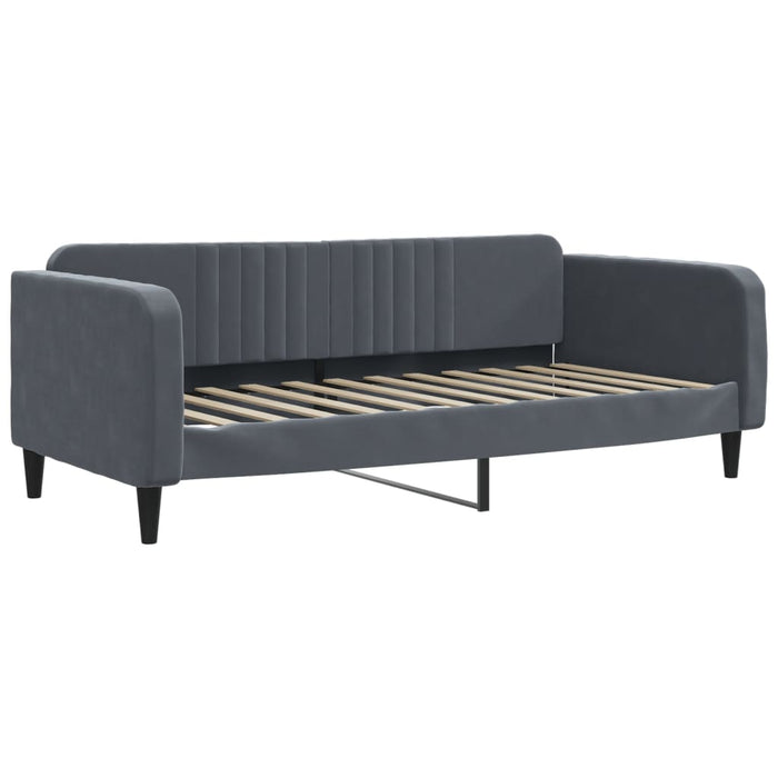 Pat de zi cu extensie și sertare gri închis 100x200cm catifea - WALTI WALTI