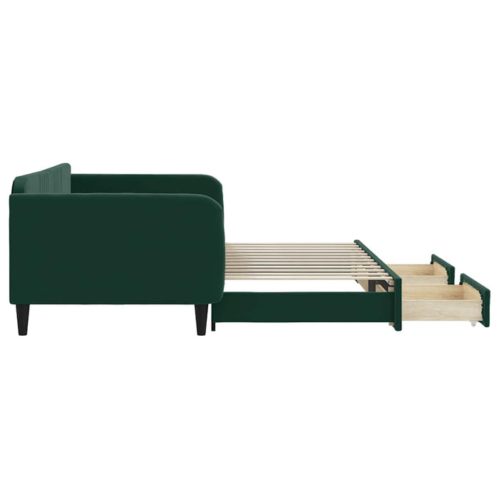 Pat de zi cu extensie și sertare verde închis 100x200cm catifea - WALTI WALTI
