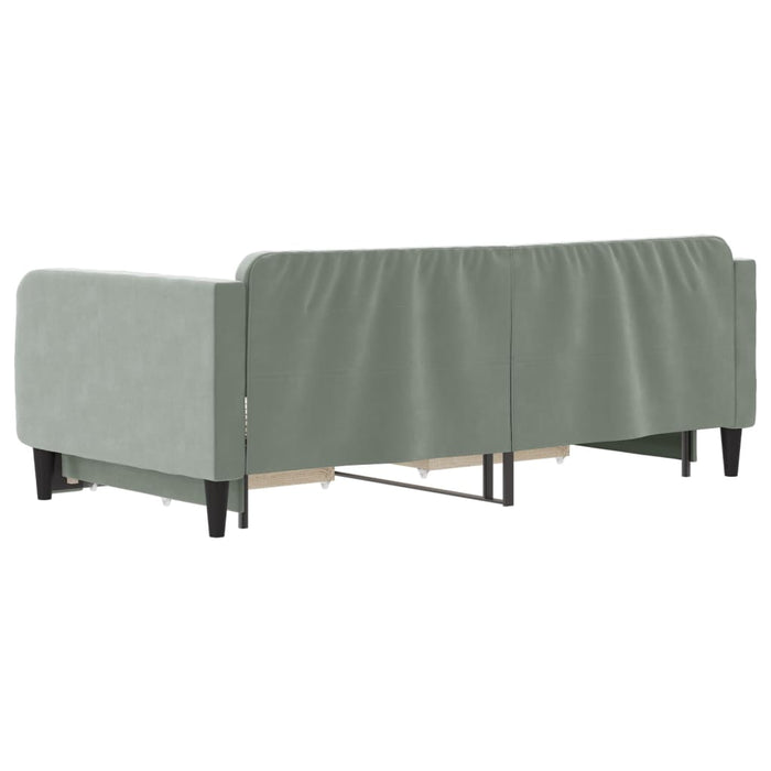 Pat de zi cu extensie și sertare, gri deschis 90x190 cm catifea WALTI