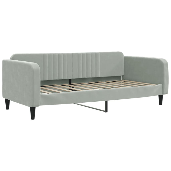 Pat de zi cu extensie și sertare, gri deschis 90x200 cm catifea - WALTI WALTI