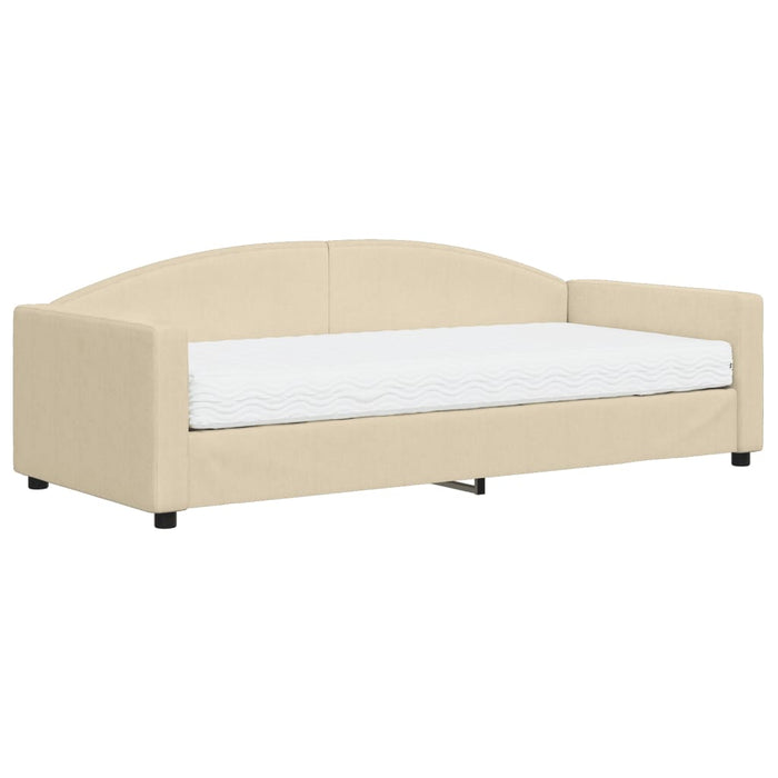 Pat de zi cu saltea, crem, 90x200 cm, textil - WALTI WALTI