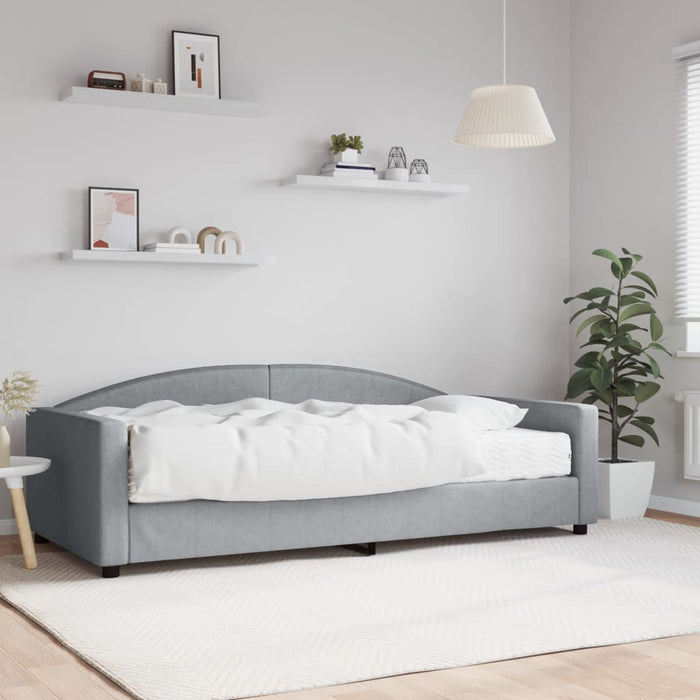 Pat de zi cu saltea, gri deschis, 100x200 cm, textil - WALTI WALTI